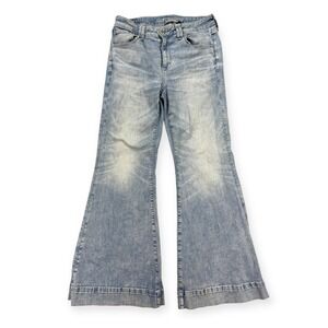 American Eagle Jeans Womens 12 Blue Light Wash Flared Wide Leg Stretch Y2K Style